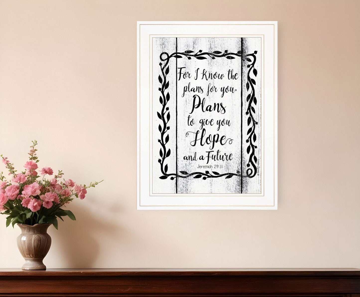 Plans to Give You Hope 1 White Framed Print Wall Art - Homeroots - Flyclothing LLC