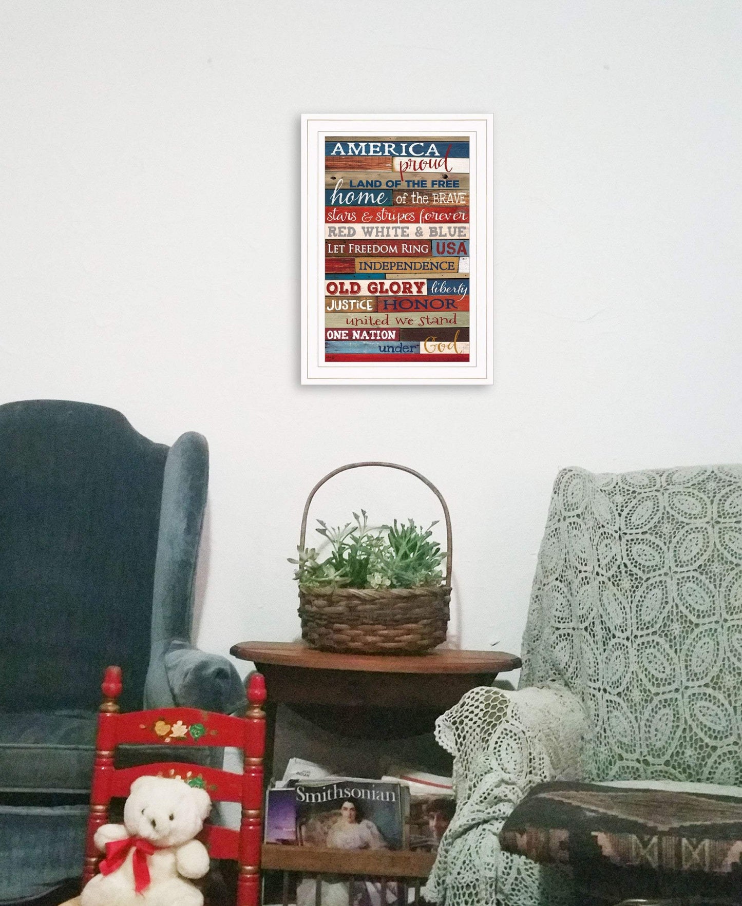 America Proud 2 White Framed Print Wall Art - Homeroots - Flyclothing LLC