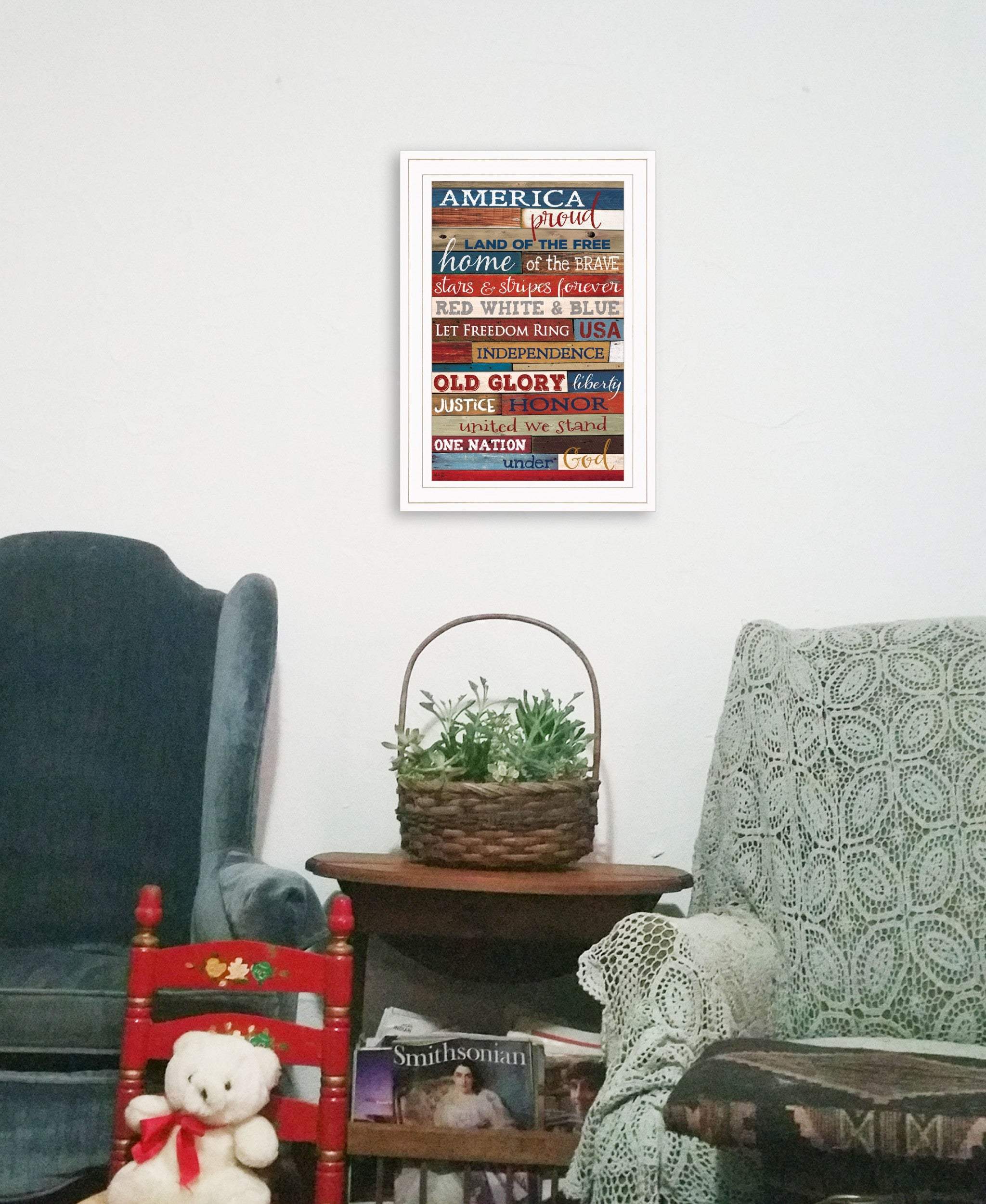 America Proud 2 White Framed Print Wall Art - Homeroots - Flyclothing LLC