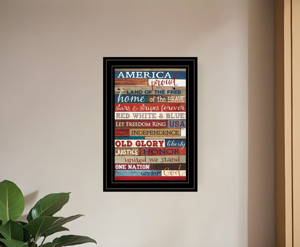 America Proud Black Framed Print Wall Art - Homeroots