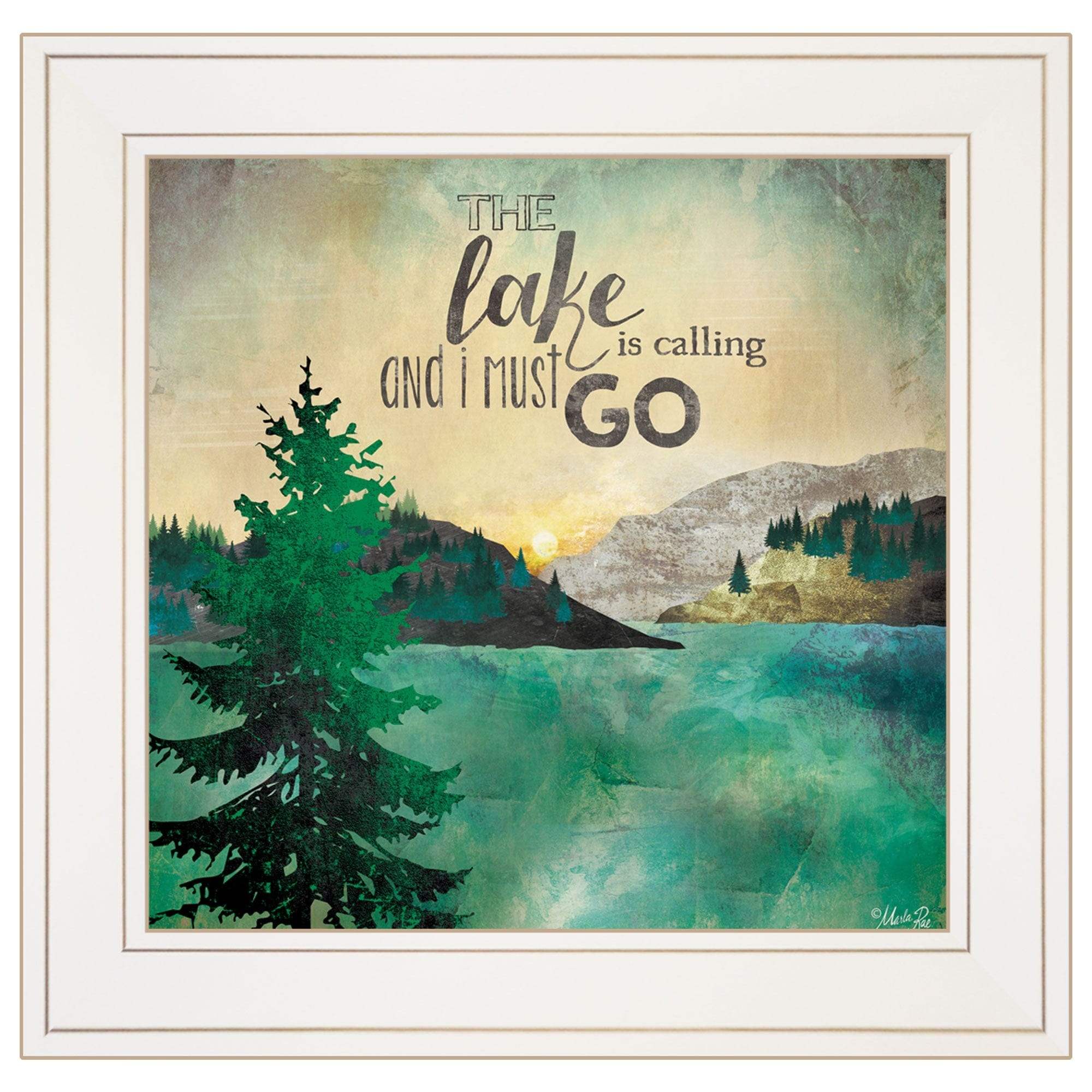 The Lake is Calling 1 White Framed Print Wall Art - Homeroots - Flyclothing LLC