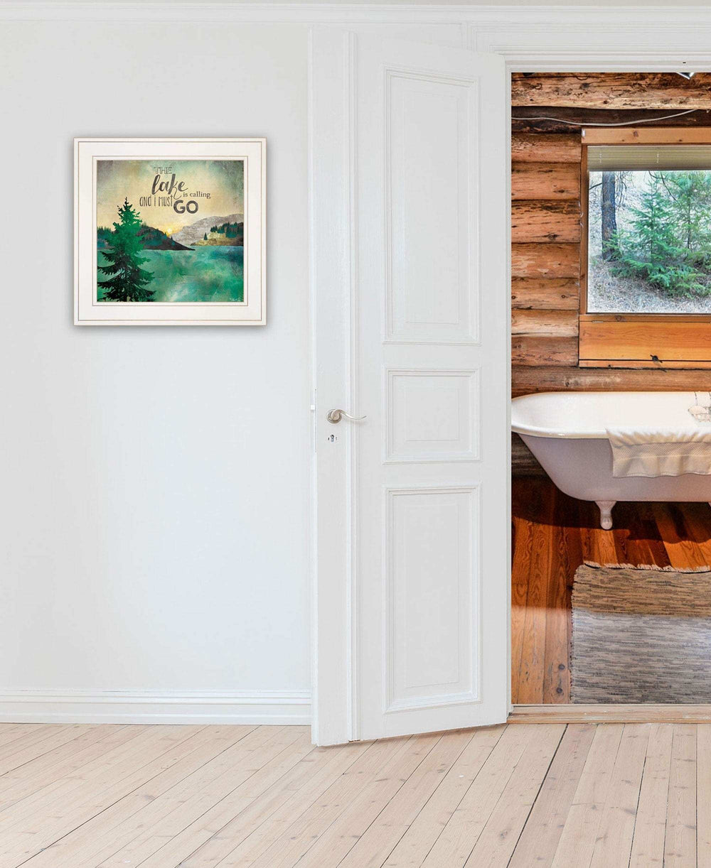 The Lake is Calling 1 White Framed Print Wall Art - Homeroots - Flyclothing LLC