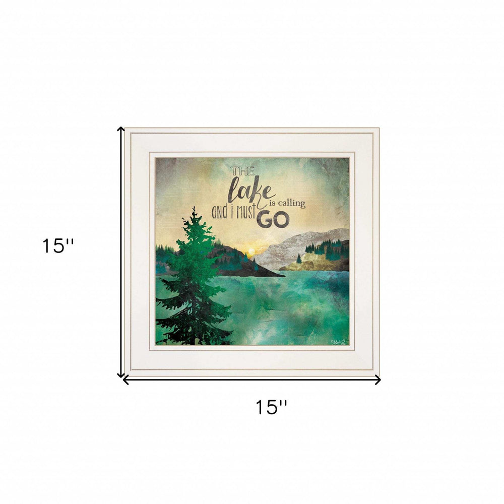 The Lake is Calling 1 White Framed Print Wall Art - Homeroots - Flyclothing LLC
