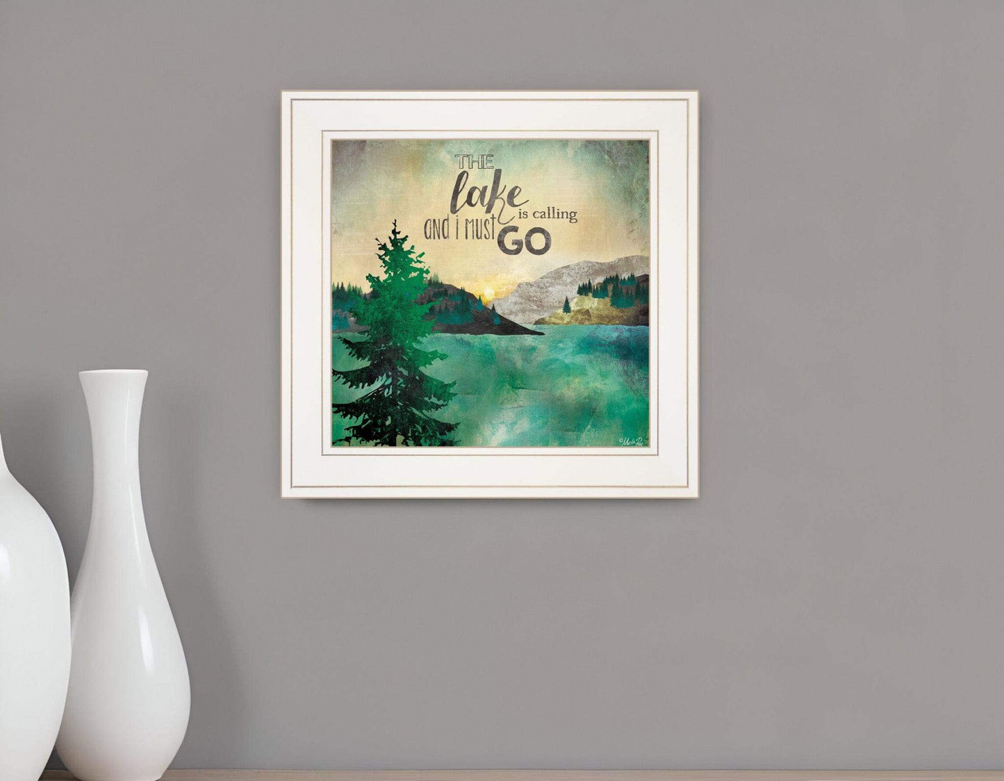 The Lake is Calling 1 White Framed Print Wall Art - Homeroots - Flyclothing LLC