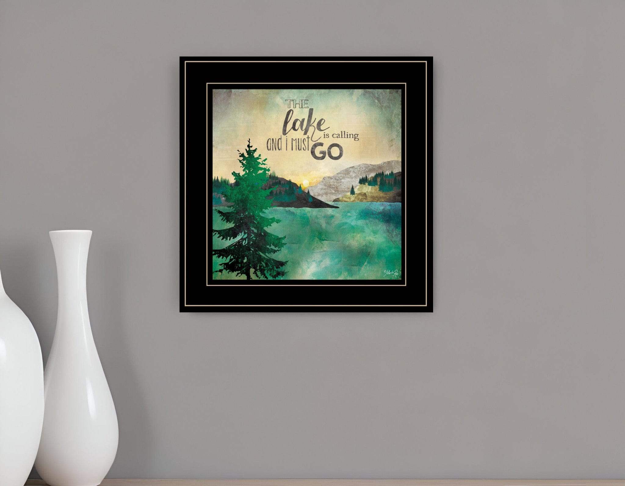The Lake is Calling 2 Black Framed Print Wall Art - Homeroots - Flyclothing LLC