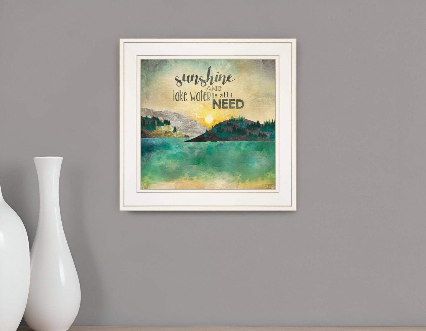 Sunshine And Lake Water 2 White Framed Print Wall Art - Homeroots - Flyclothing LLC