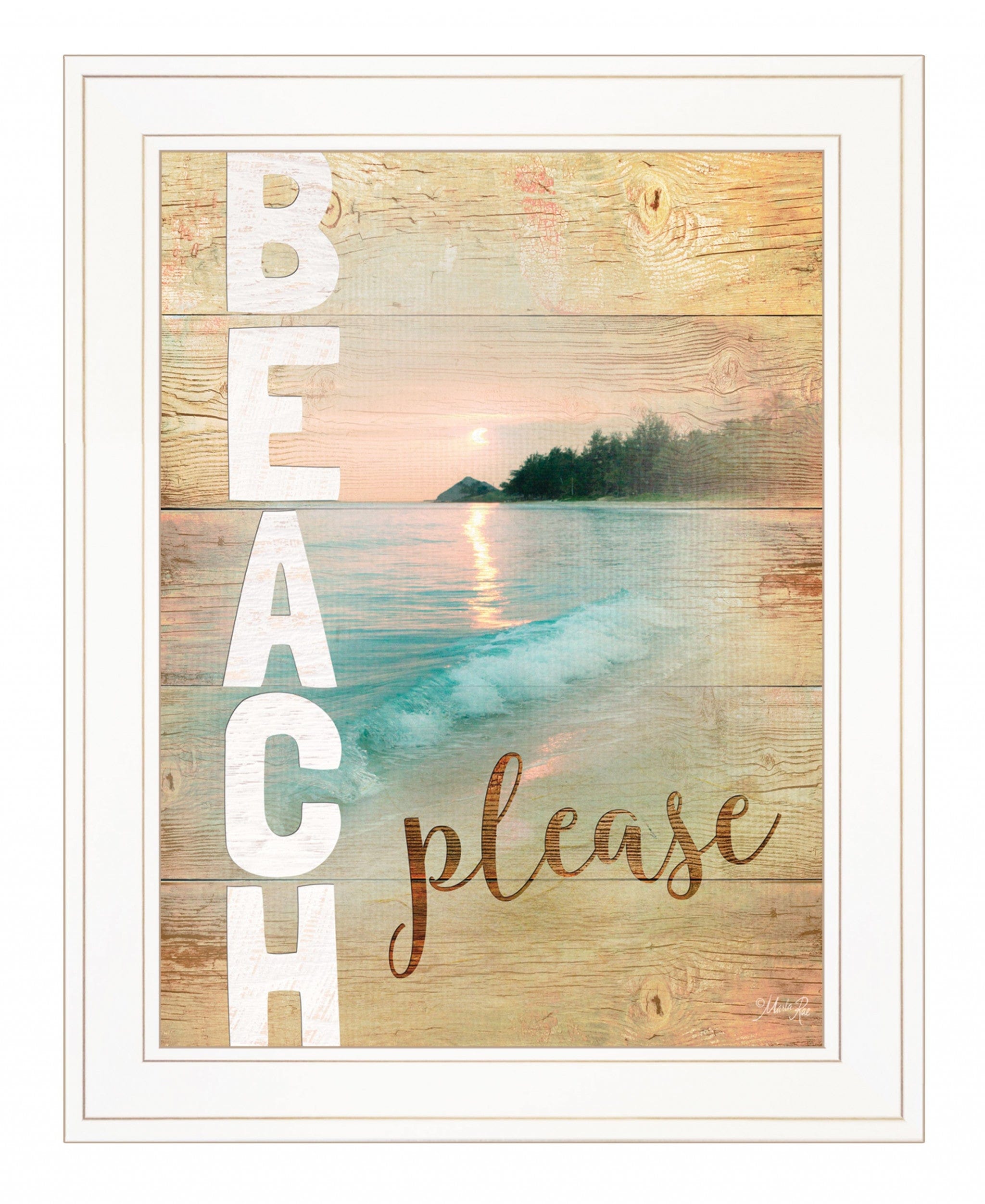 Beach Please 1 White Framed Print Wall Art - Homeroots