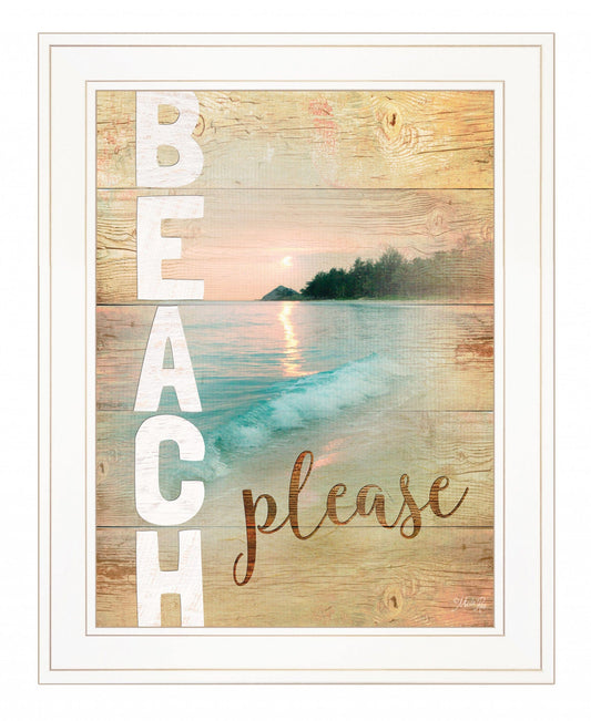 Beach Please 1 White Framed Print Wall Art - Homeroots