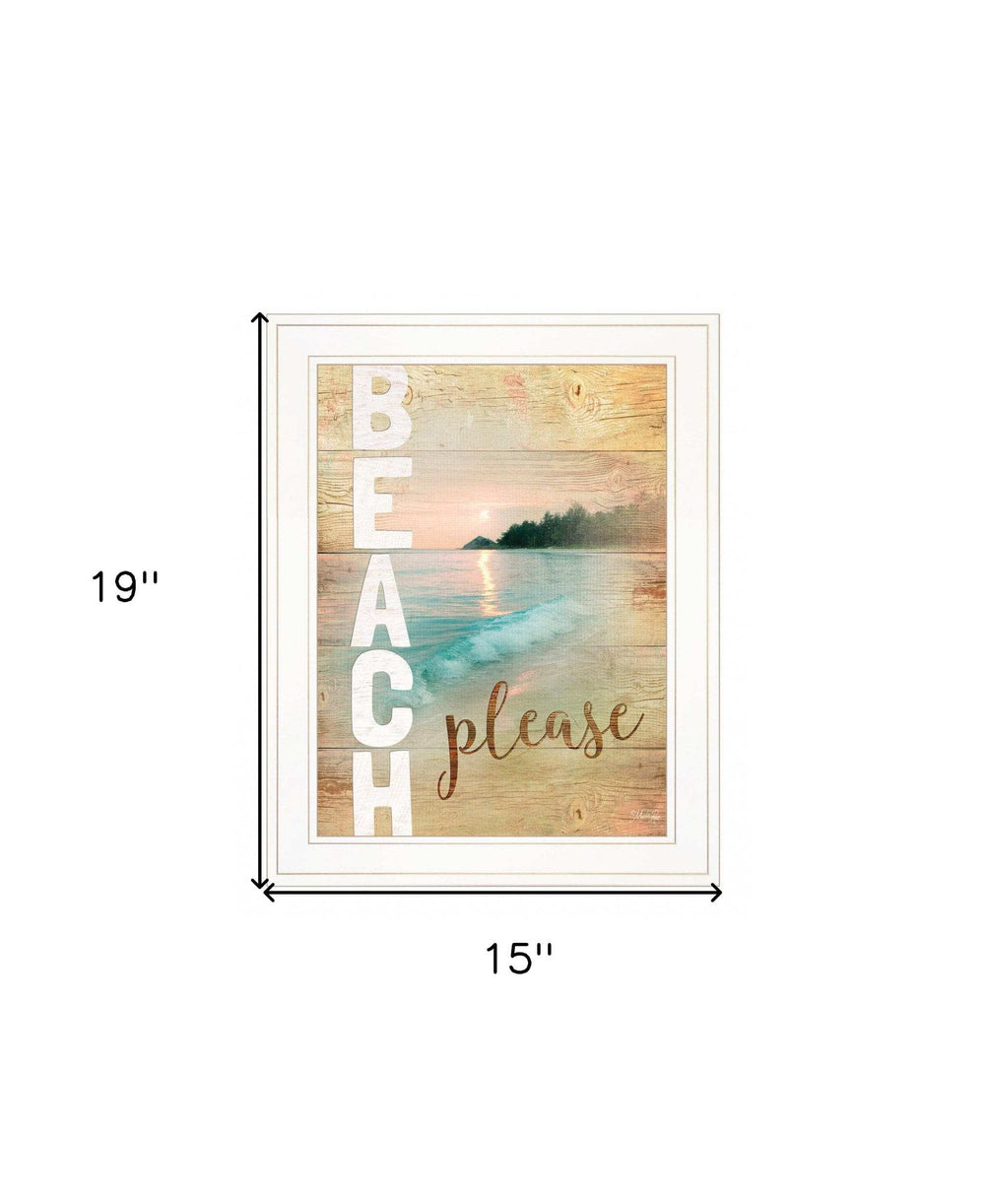 Beach Please 1 White Framed Print Wall Art - Homeroots - Flyclothing LLC