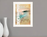 Beach Please 1 White Framed Print Wall Art - Homeroots