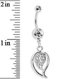 Crystalline Gem Stylish Paved Leaf Belly Ring