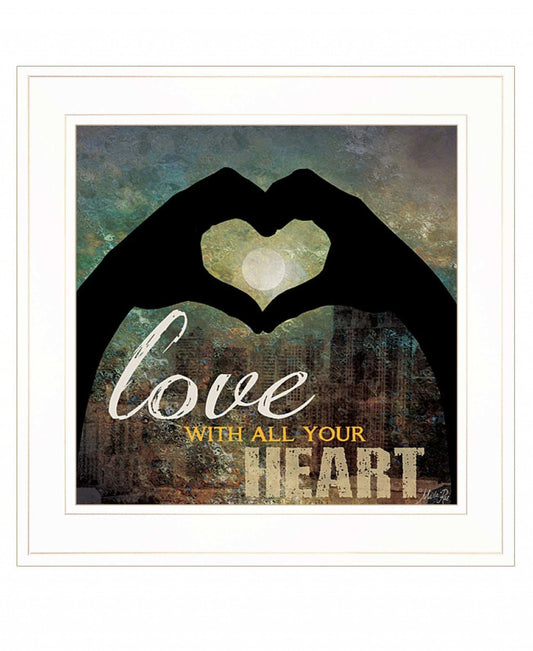 Love with all Your Heart 3 White Framed Print Wall Art - Homeroots - Flyclothing LLC