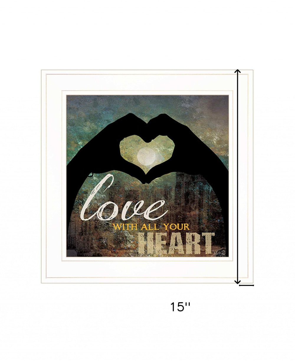 Love with all Your Heart 3 White Framed Print Wall Art - Homeroots - Flyclothing LLC