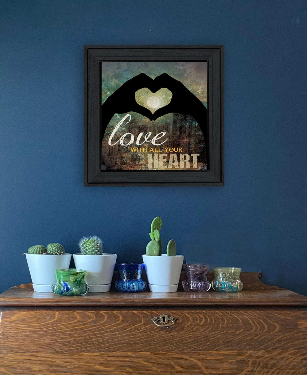 Love with all Your Heart 4 Black Framed Print Wall Art - Homeroots - Flyclothing LLC