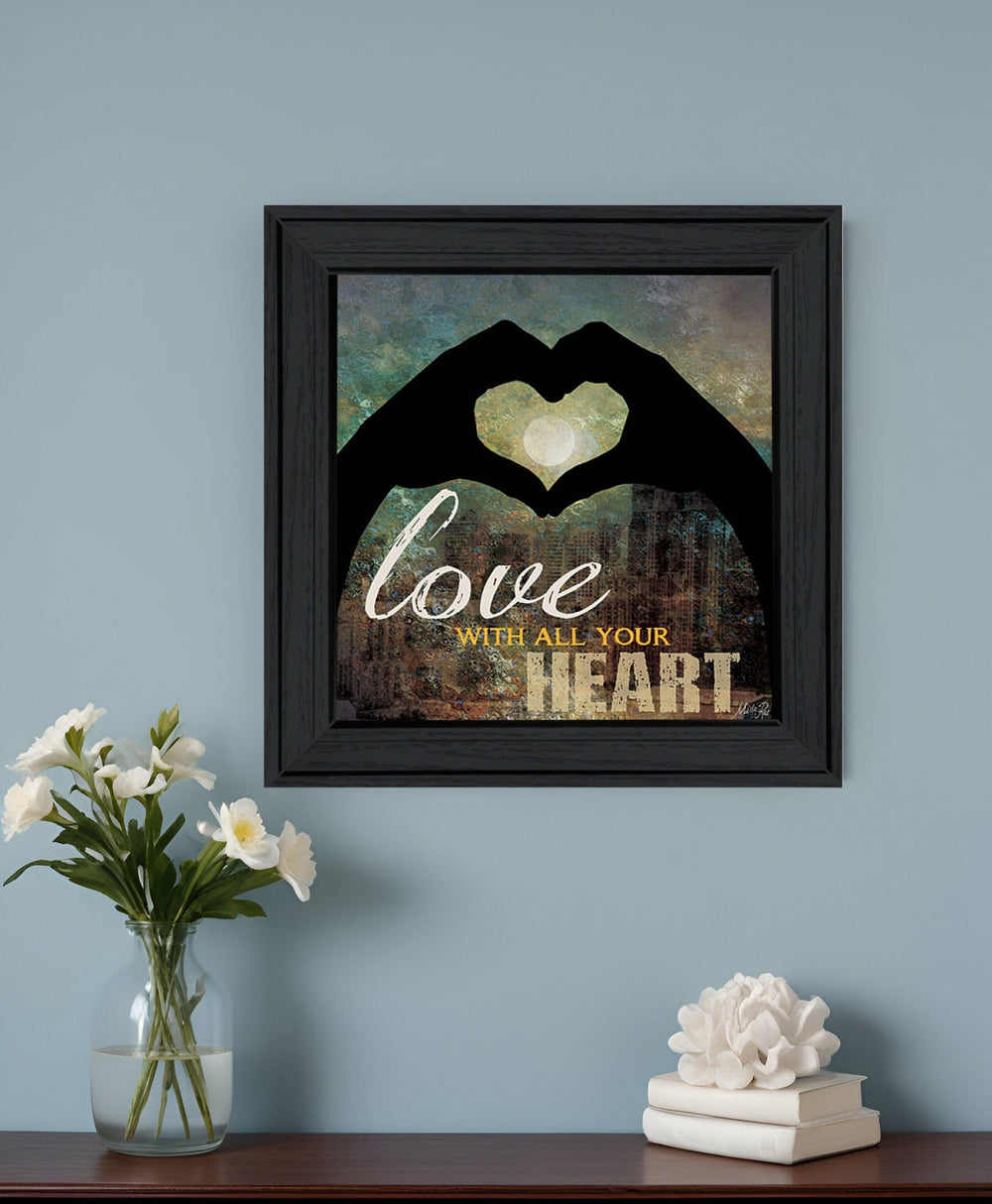 Love with all Your Heart 4 Black Framed Print Wall Art - Homeroots