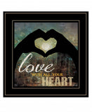 Love with all Your Heart 5 Black Framed Print Wall Art - Homeroots