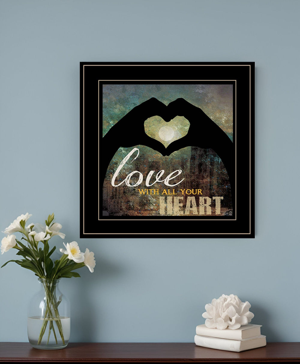 Love with all Your Heart 5 Black Framed Print Wall Art - Homeroots