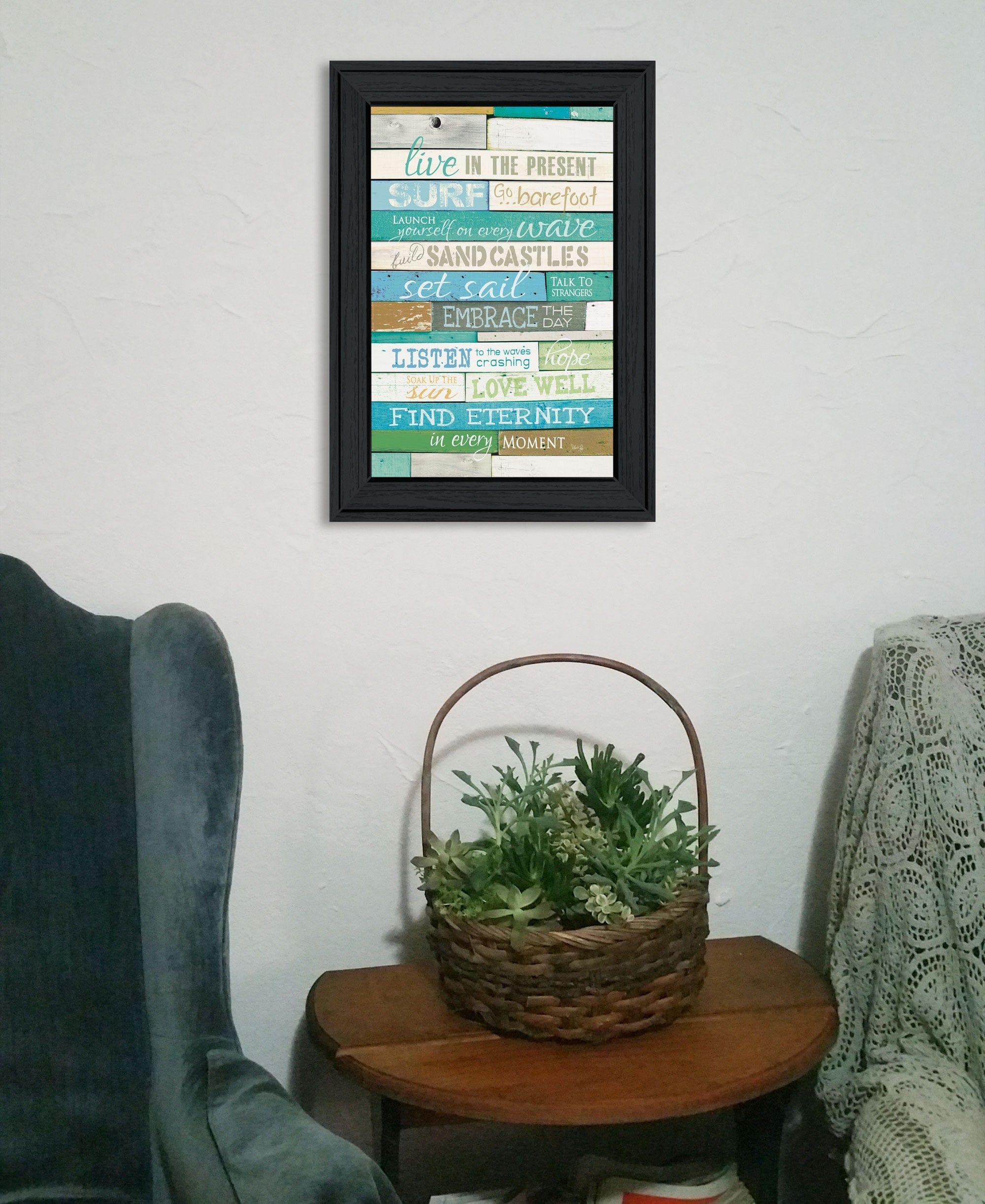 Live in the Present Black Framed Print Wall Art - Homeroots