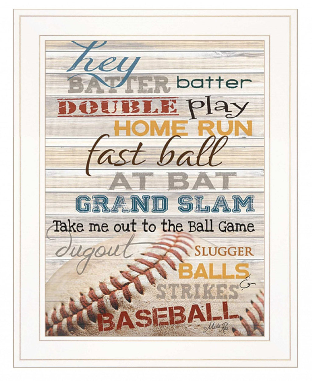 Hey Batter Batter 1 White Framed Print Wall Art - Homeroots - Flyclothing LLC