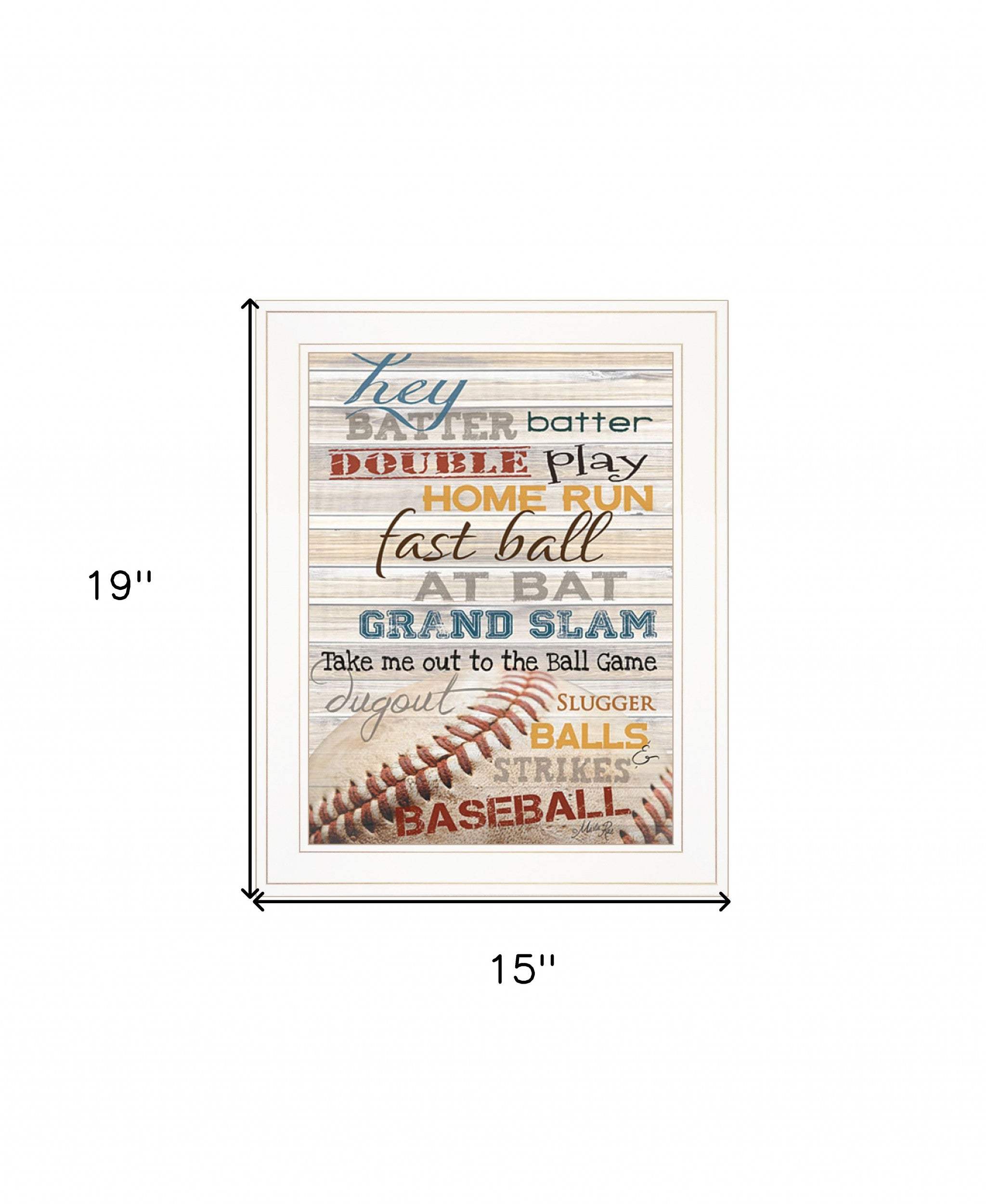 Hey Batter Batter 1 White Framed Print Wall Art - Homeroots - Flyclothing LLC