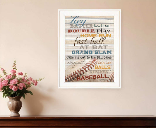 Hey Batter Batter 1 White Framed Print Wall Art - Homeroots - Flyclothing LLC