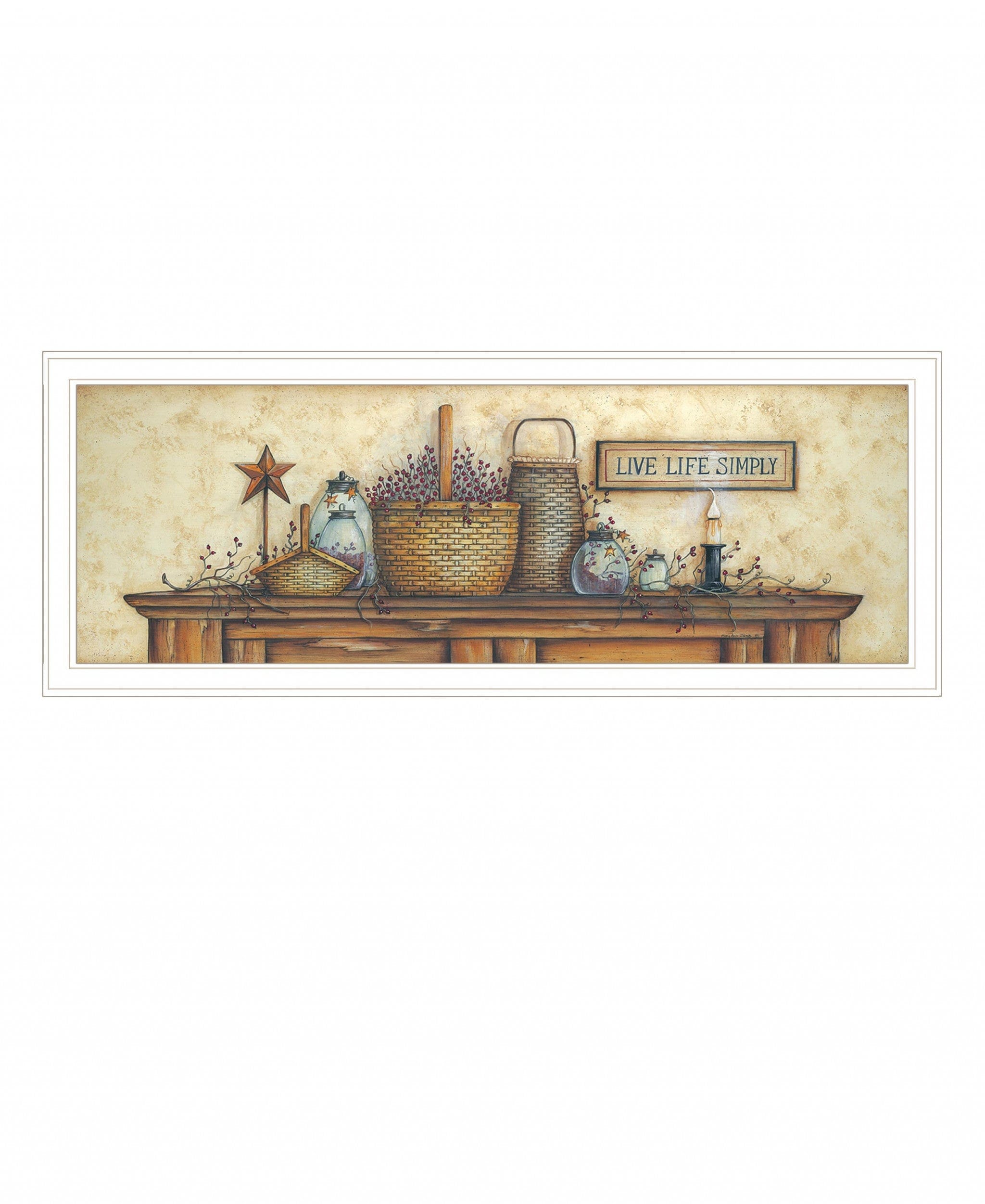 Live Life Simple 1 White Framed Print Wall Art - Homeroots