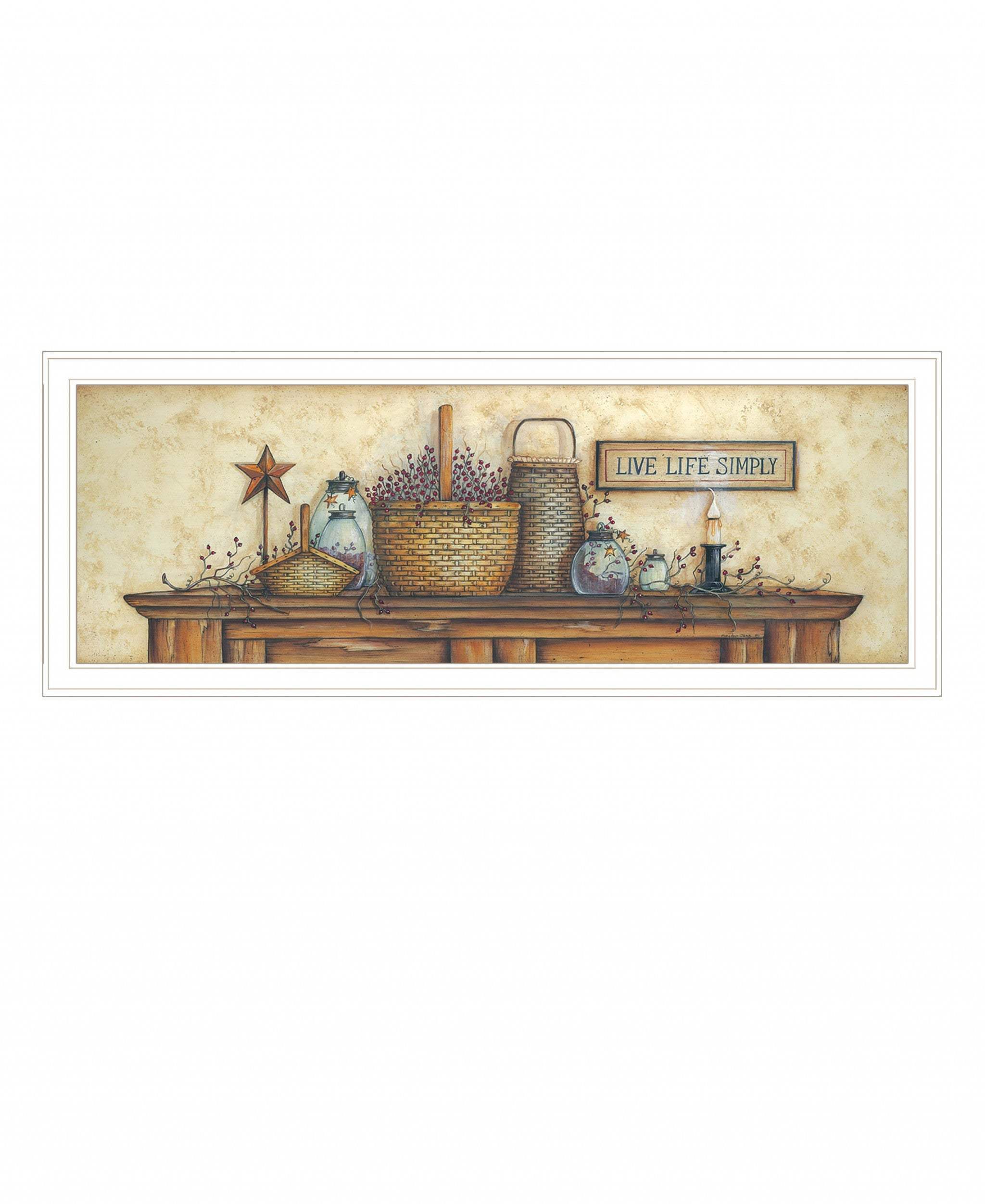 Live Life Simple 1 White Framed Print Wall Art - Homeroots - Flyclothing LLC