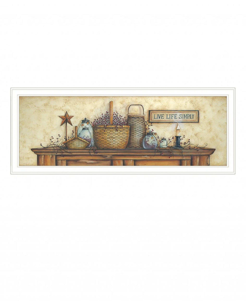 Live Life Simple 1 White Framed Print Wall Art - Homeroots - Flyclothing LLC