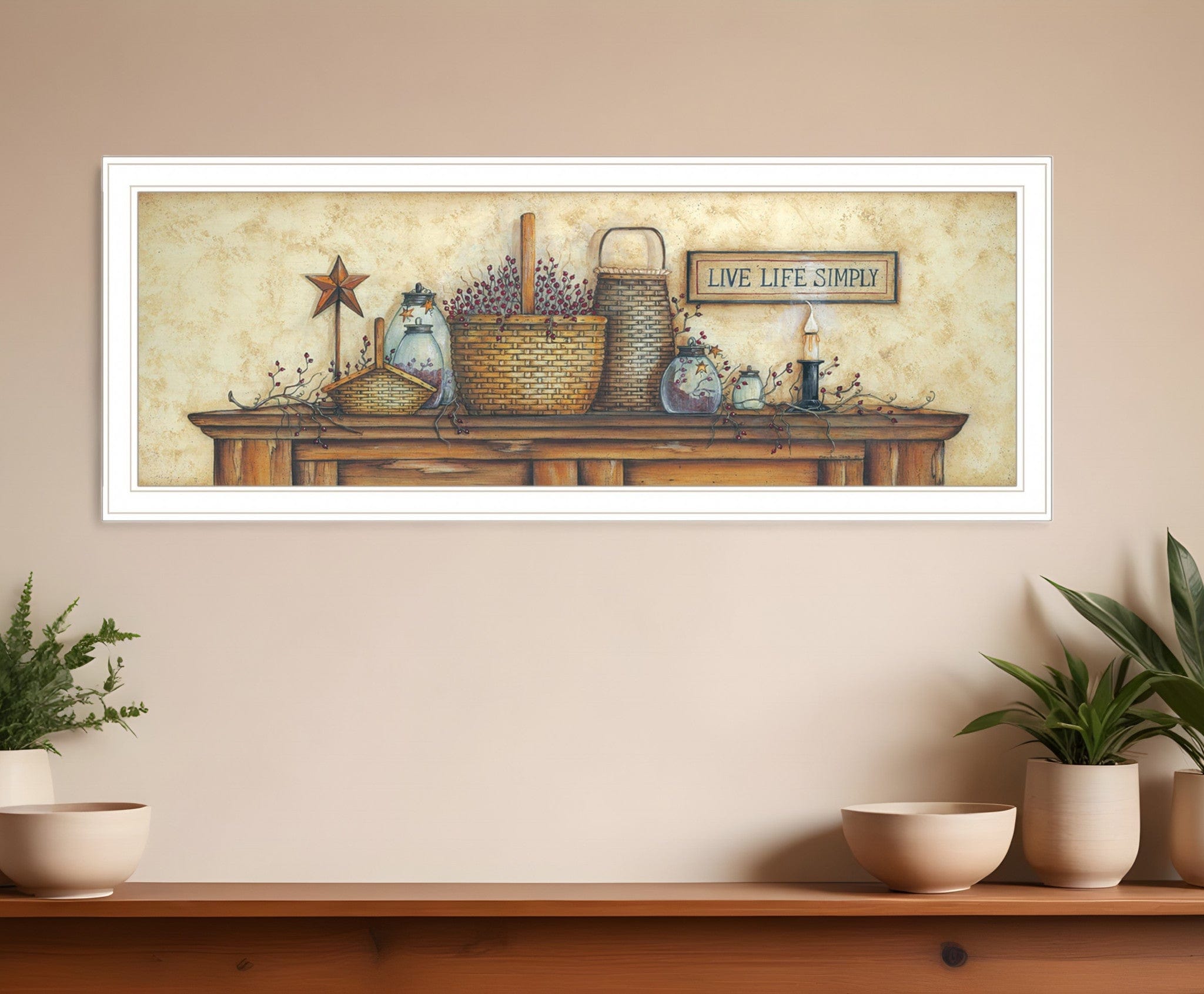 Live Life Simple 1 White Framed Print Wall Art - Homeroots