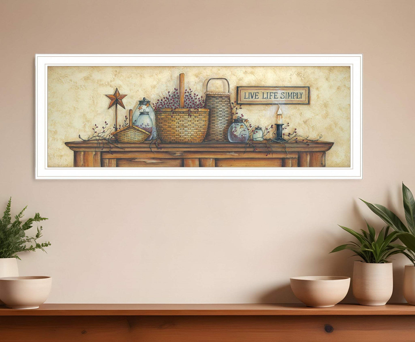 Live Life Simple 1 White Framed Print Wall Art - Homeroots - Flyclothing LLC