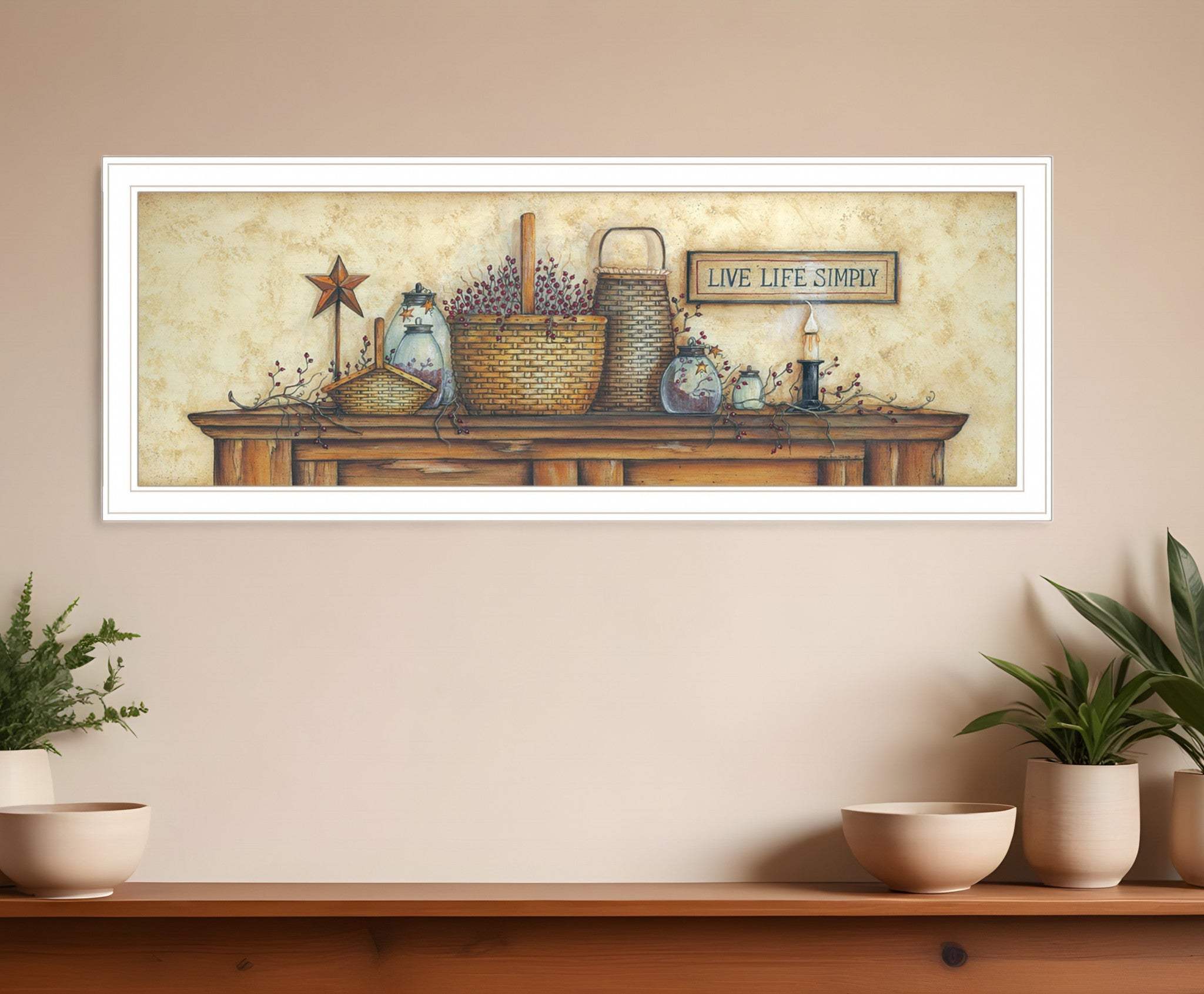 Live Life Simple 1 White Framed Print Wall Art - Homeroots - Flyclothing LLC