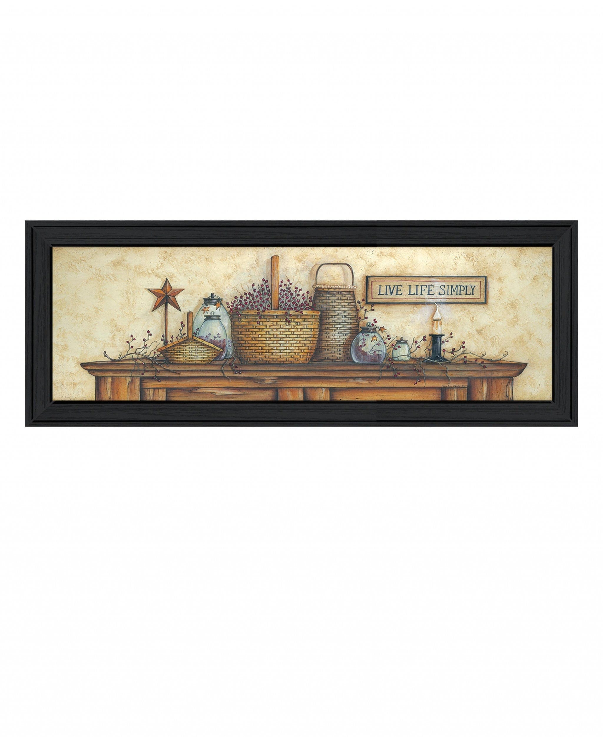 Live Life Simple 2 Black Framed Print Wall Art - Homeroots