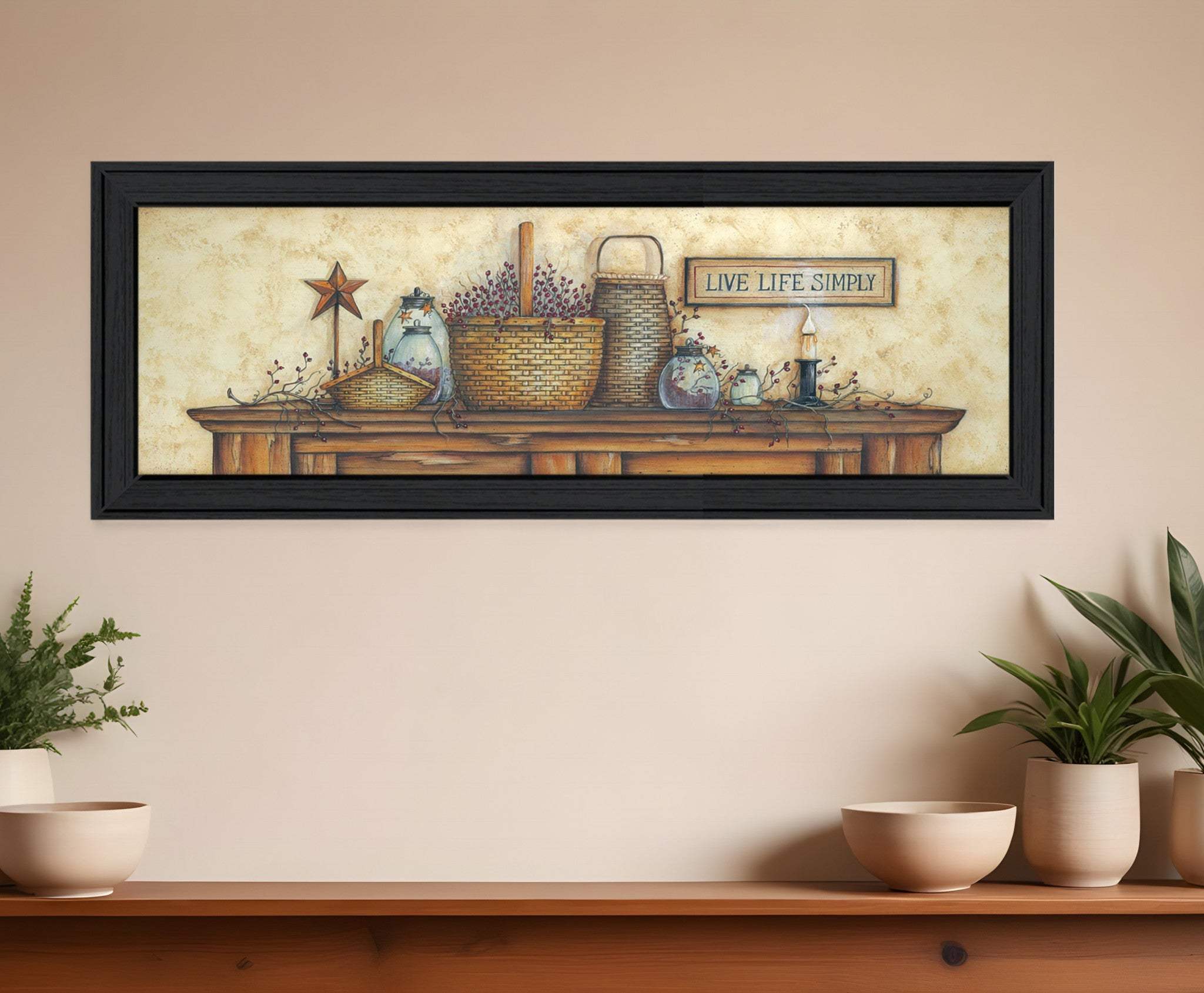 Live Life Simple 2 Black Framed Print Wall Art - Homeroots - Flyclothing LLC