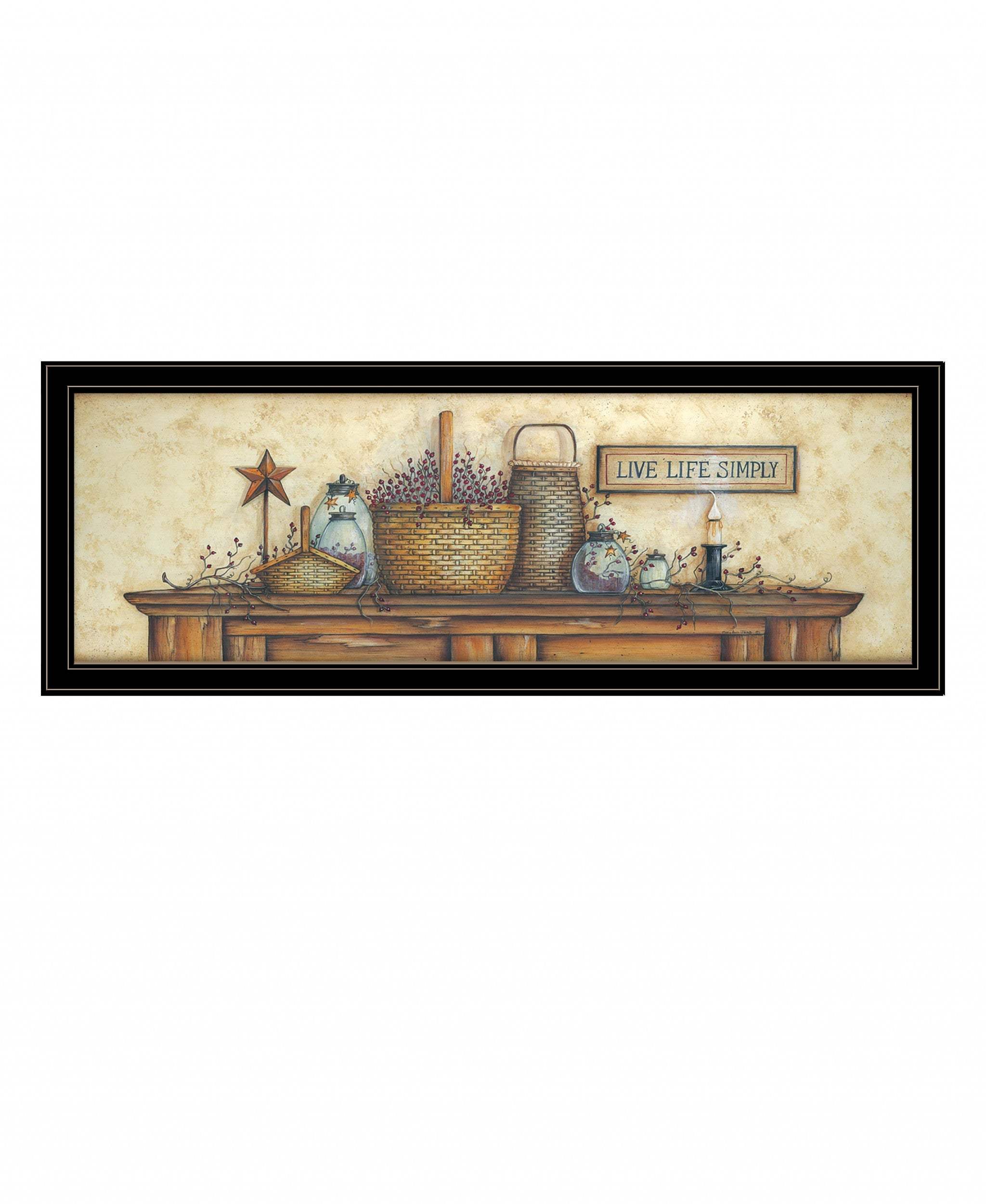 Live Life Simple 3 Black Framed Print Wall Art - Homeroots - Flyclothing LLC