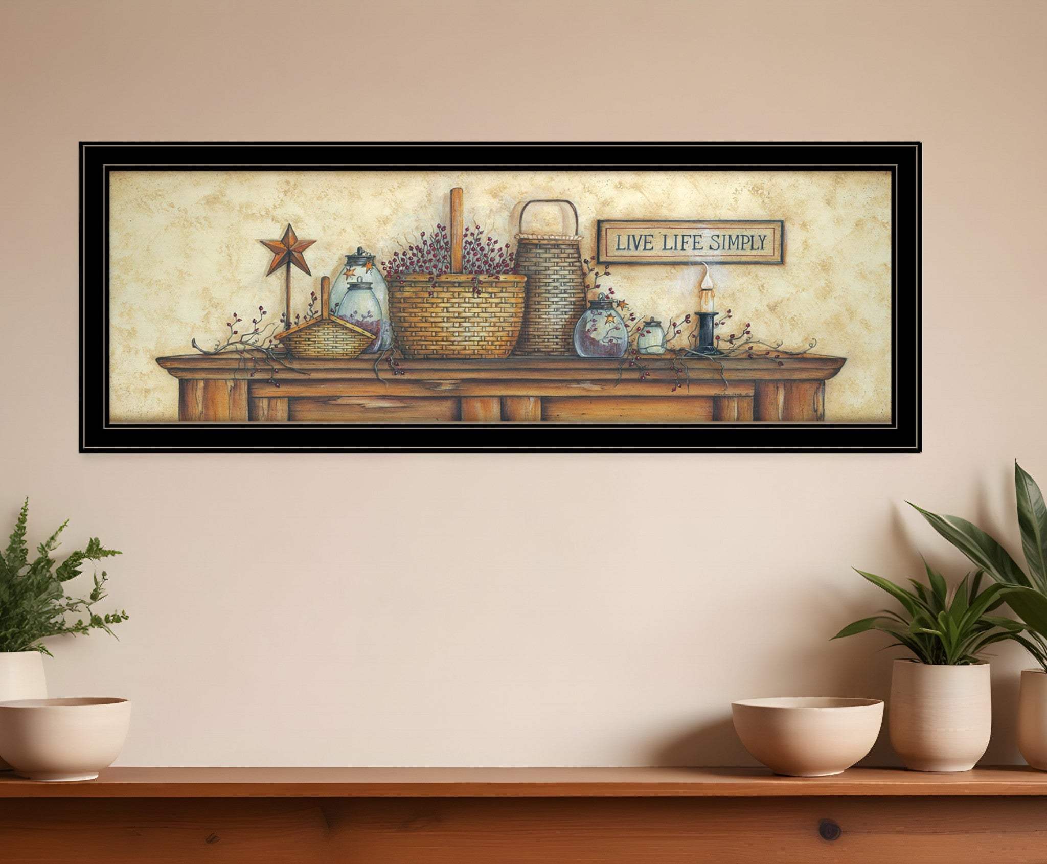 Live Life Simple 3 Black Framed Print Wall Art - Homeroots - Flyclothing LLC