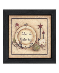 Cherish Yesterday 4 Black Framed Print Wall Art - Homeroots