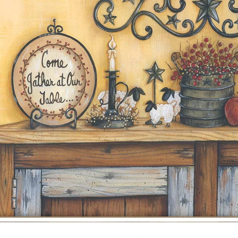 Come Gather at Our Table 3 White Framed Print Wall Art - Homeroots - Flyclothing LLC