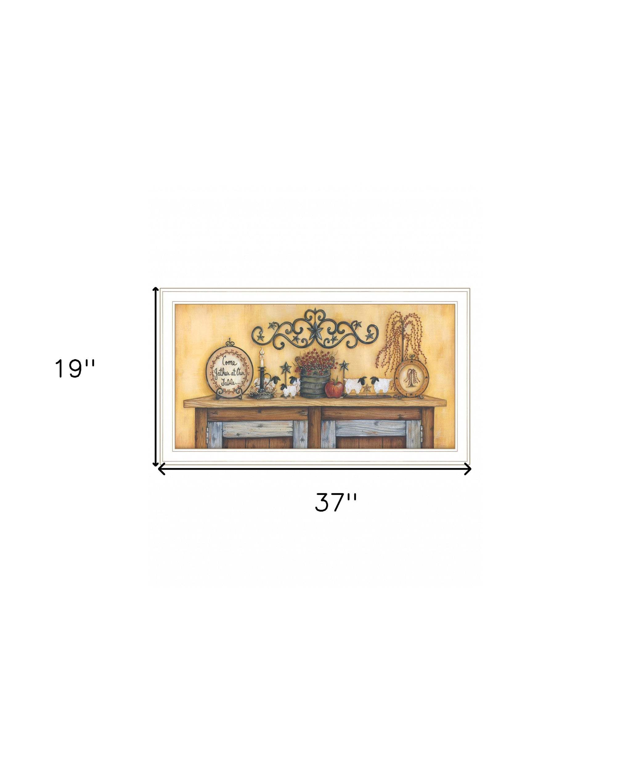 Come Gather at Our Table 3 White Framed Print Wall Art - Homeroots - Flyclothing LLC