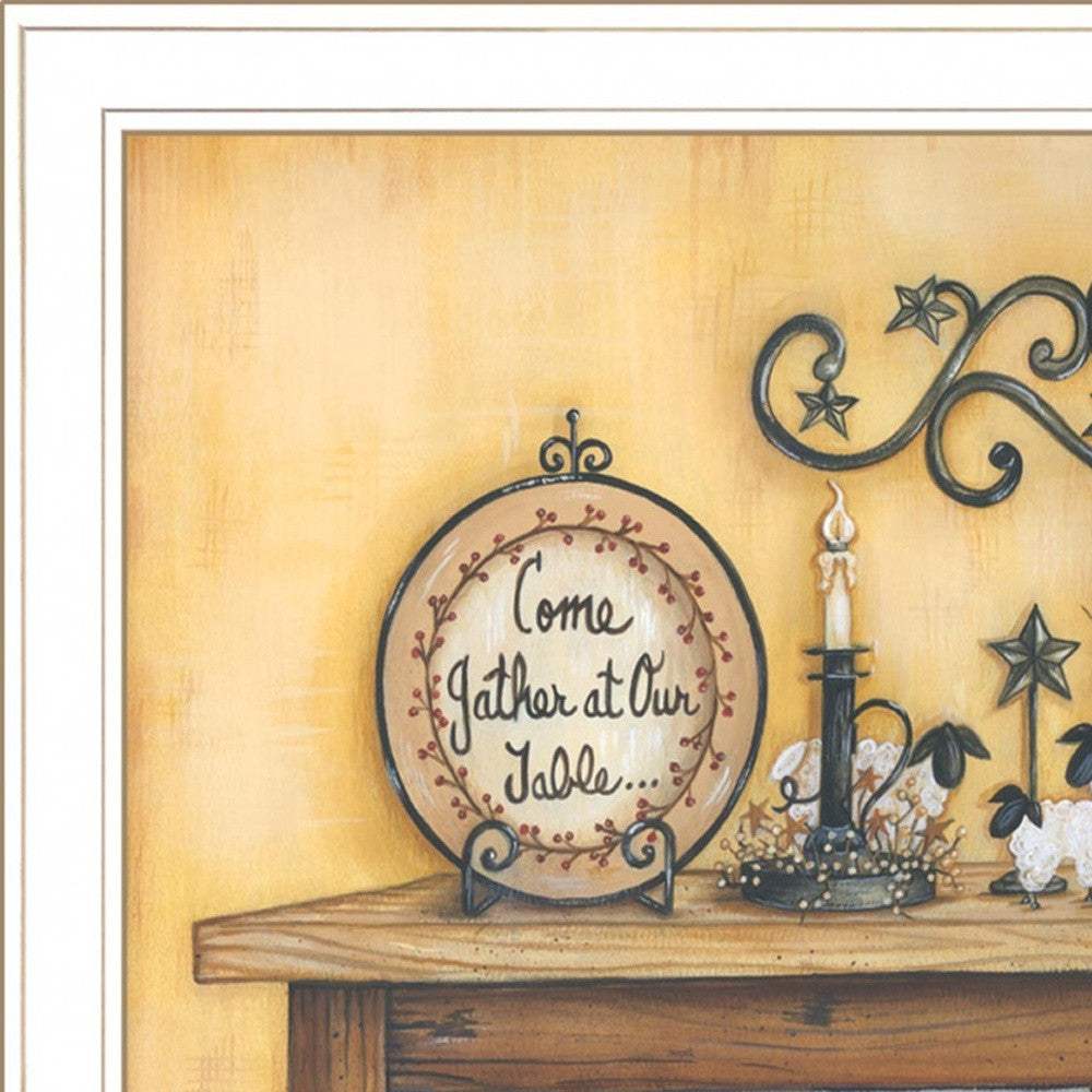 Come Gather at Our Table 3 White Framed Print Wall Art - Homeroots - Flyclothing LLC