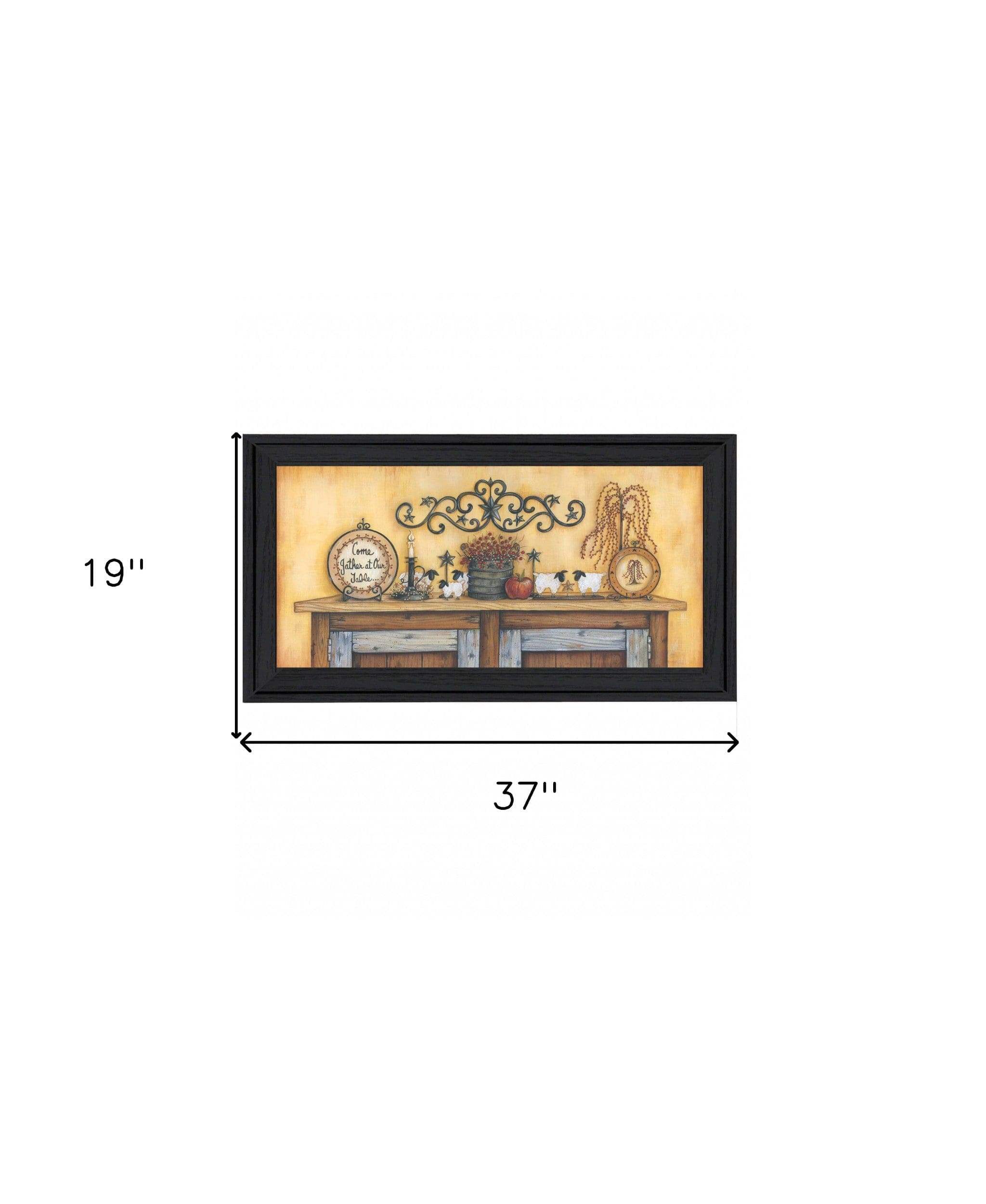 Come Gather at Our Table 4 Black Framed Print Wall Art - Homeroots - Flyclothing LLC