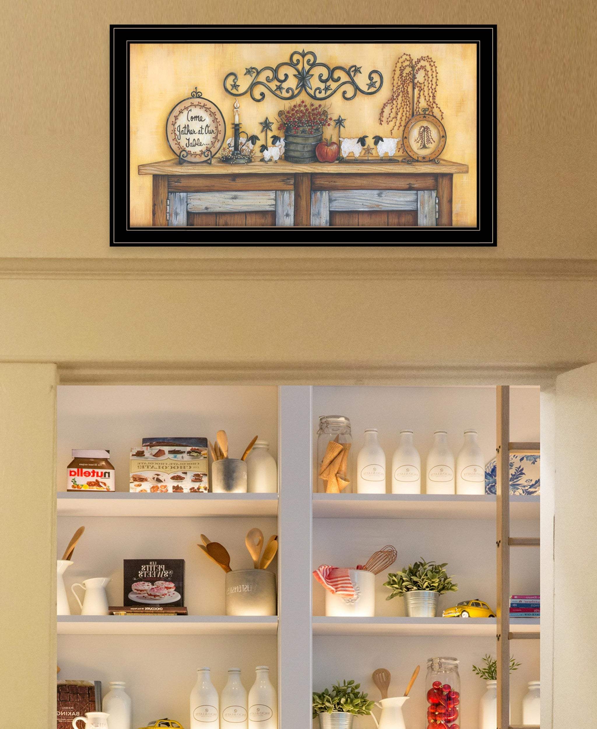 Come Gather at Our Table 1 Black Framed Print Wall Art - Homeroots - Flyclothing LLC