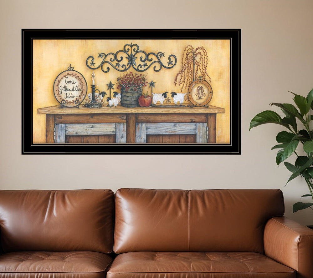 Come Gather at Our Table 1 Black Framed Print Wall Art - Homeroots