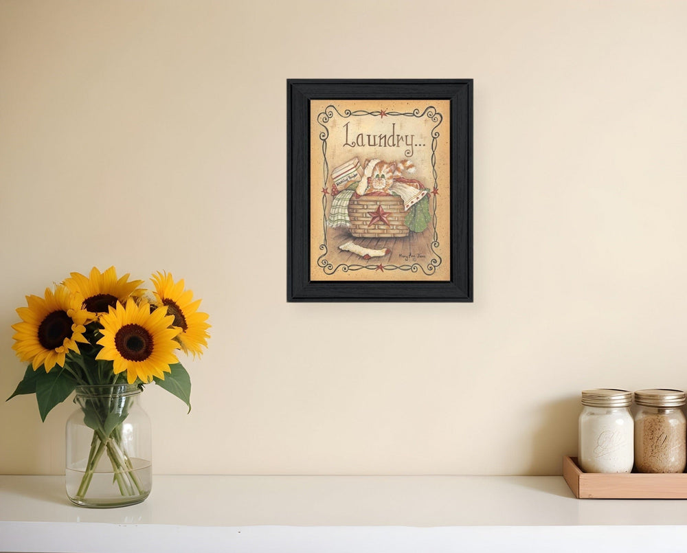 Laundry 1 Black Picture Frame Print Bathroom Wall Art - Homeroots