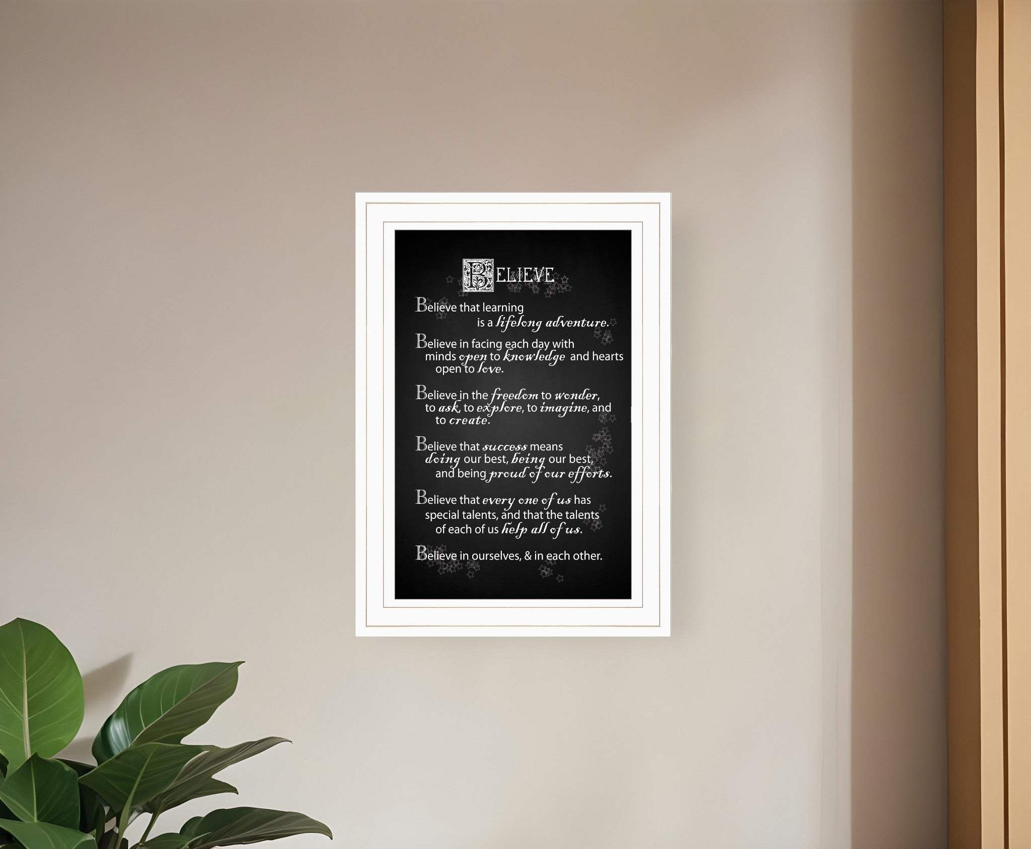 Believe 1 White Framed Print Wall Art - Homeroots - Flyclothing LLC