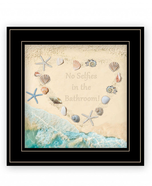 No Selfies in the Bathroom Sea 2 Black Framed Print Bathroom Wall Art - Homeroots - Flyclothing LLC