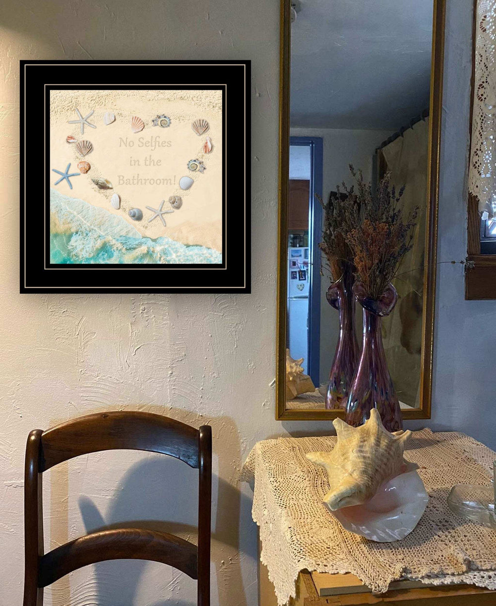 No Selfies in the Bathroom Sea 2 Black Framed Print Bathroom Wall Art - Homeroots - Flyclothing LLC