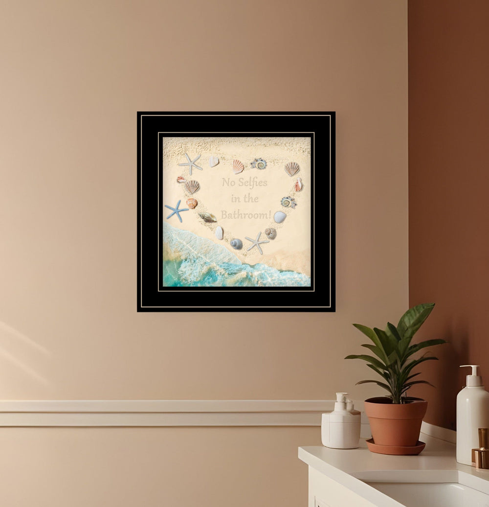No Selfies in the Bathroom Sea 2 Black Framed Print Bathroom Wall Art - Homeroots