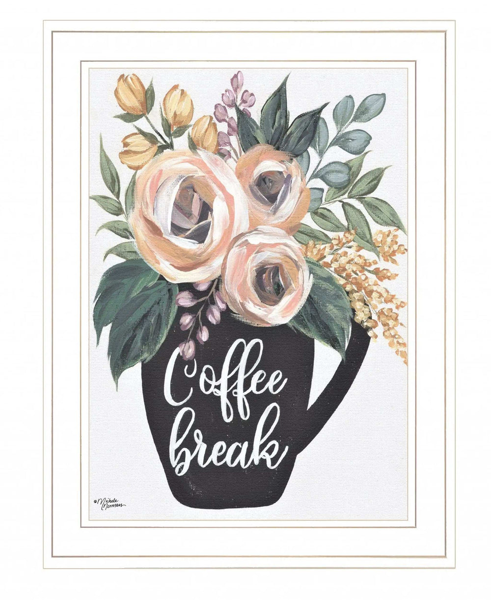 Coffee Break 1 White Framed Print Kitchen Wall Art - Homeroots - Flyclothing LLC