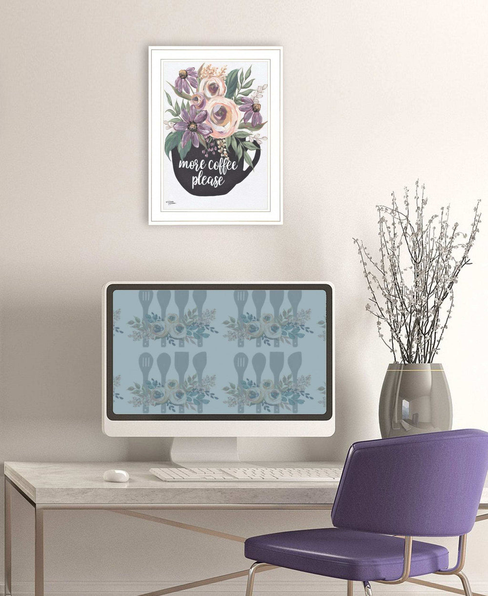 More Coffee Please 1 White Framed Print Kitchen Wall Art - Homeroots - Flyclothing LLC