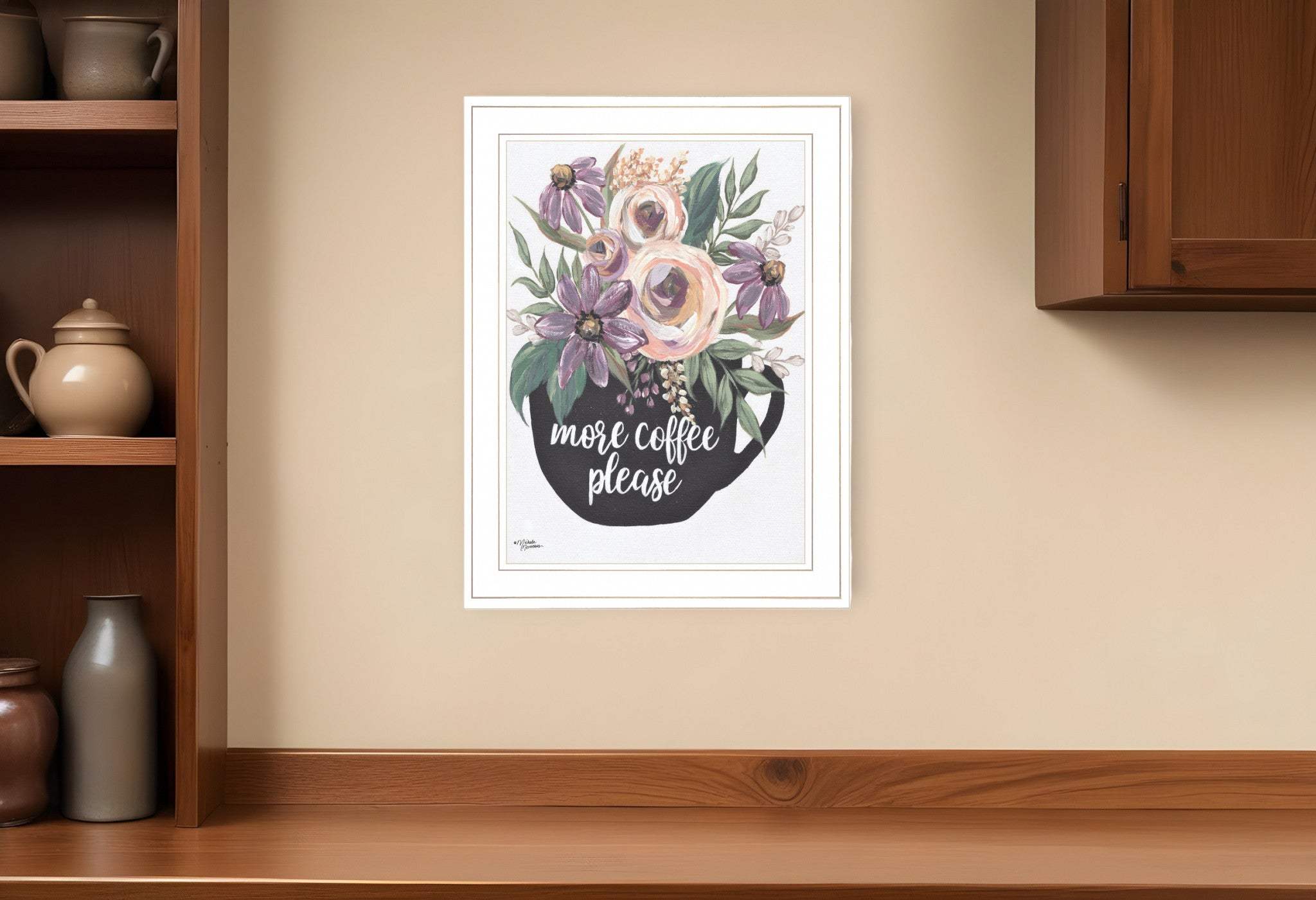 More Coffee Please 1 White Framed Print Kitchen Wall Art - Homeroots - Flyclothing LLC